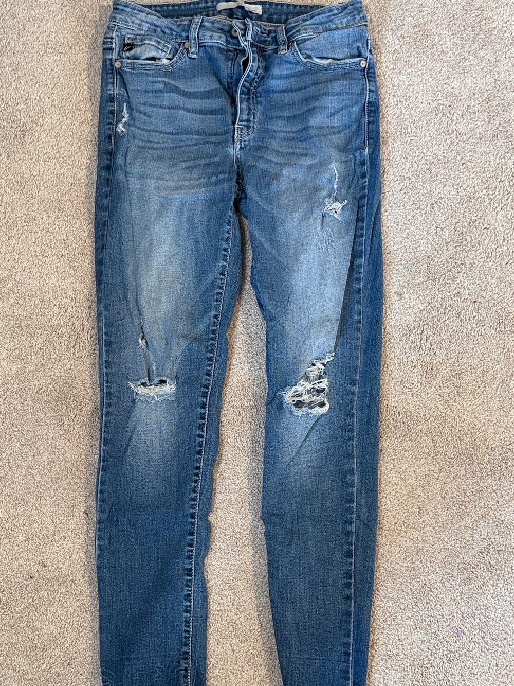 KanCan Women's Distressed Skinny Jeans - Medium Blue Wash